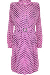 Polka dot dress with a belt - Dress JOAN