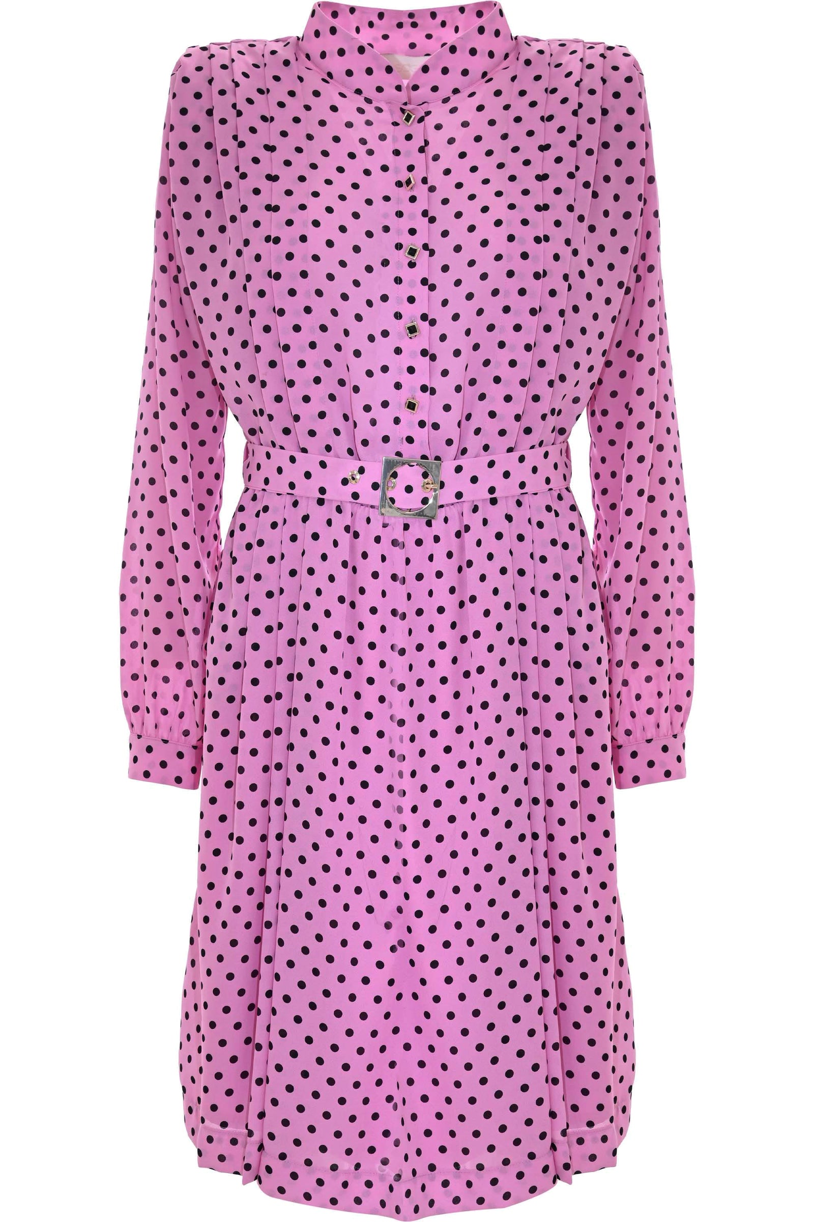 Polka dot dress with a belt - Dress JOAN by Kocca