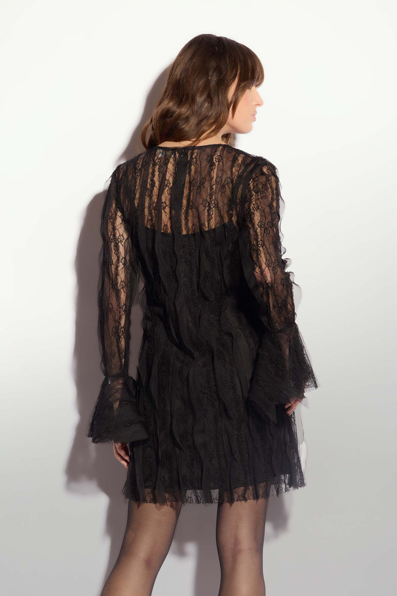 Lace mini dress with flared sleeves - Dress ARSELLE