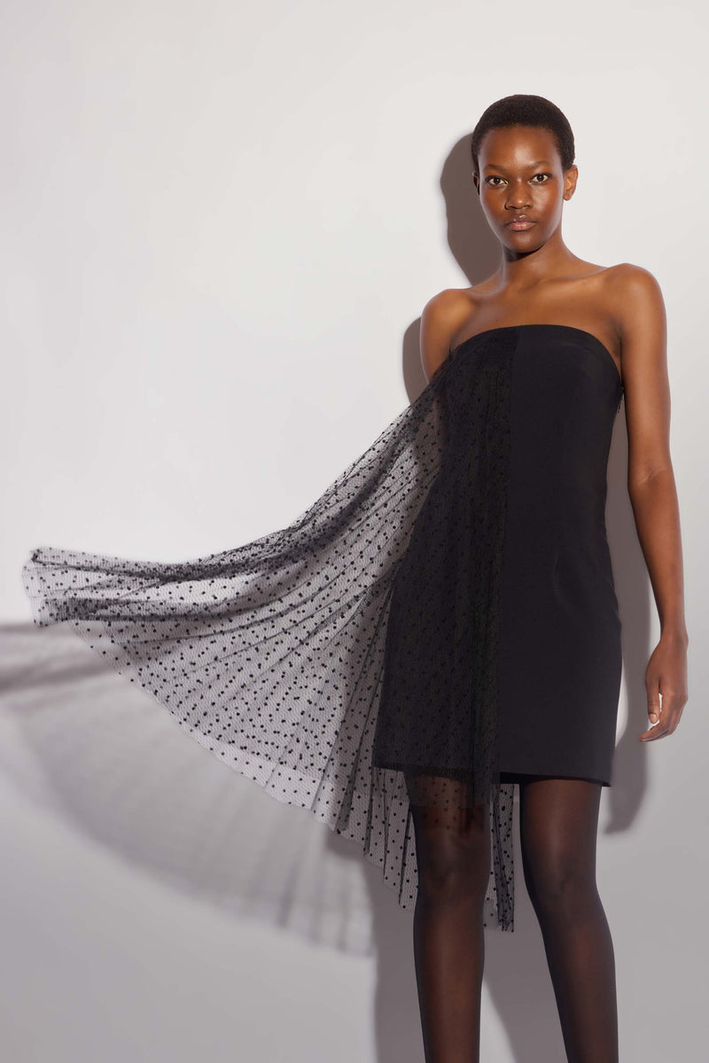 Layered mini dress in polka dot tulle - Dress EVASIO