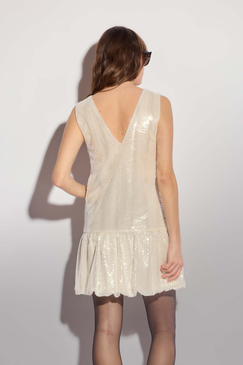 Robe courte à paillettes avec jupe évasée - Robe LOTTY