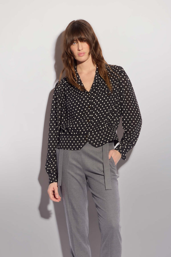 Camicia con bottoni quadrati e fantasia a pois - Camicia JOEY