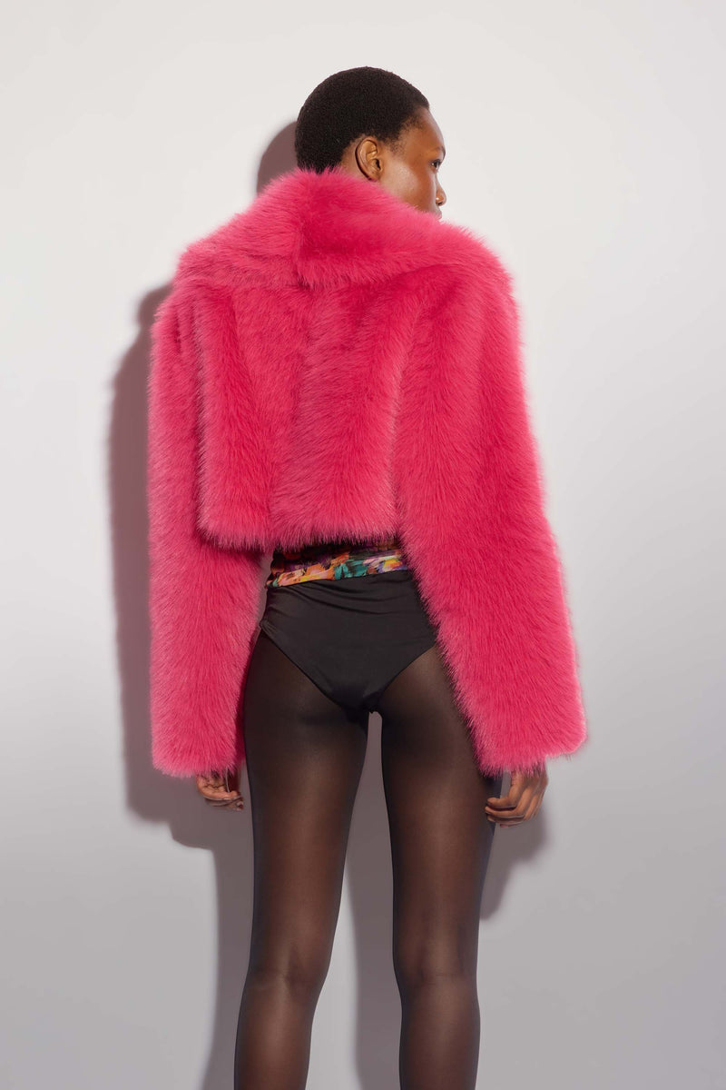 Cropped jacket made from soft fur - Jacket FELICISSIMO