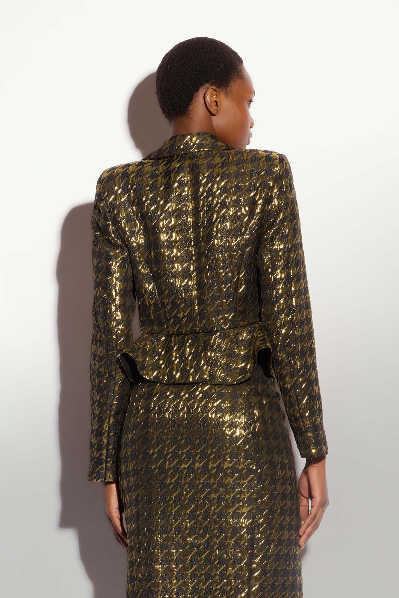 Peplum jacket with a houndstooth pattern - Jacket ARYA