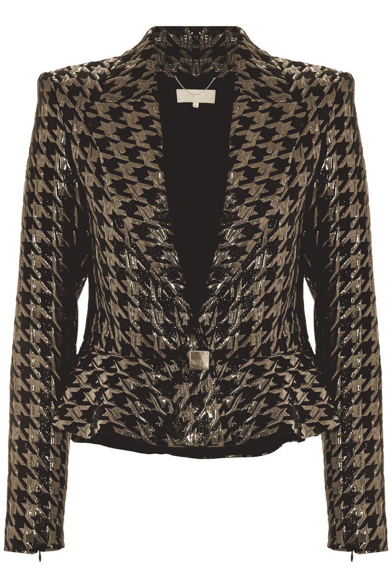 Peplum jacket with a houndstooth pattern - Jacket ARYA