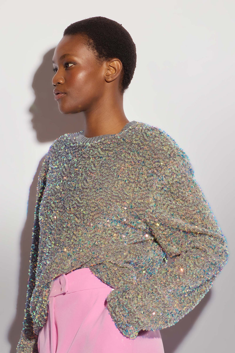 Crew neck jumper with sequins - Sweater STEFANIE