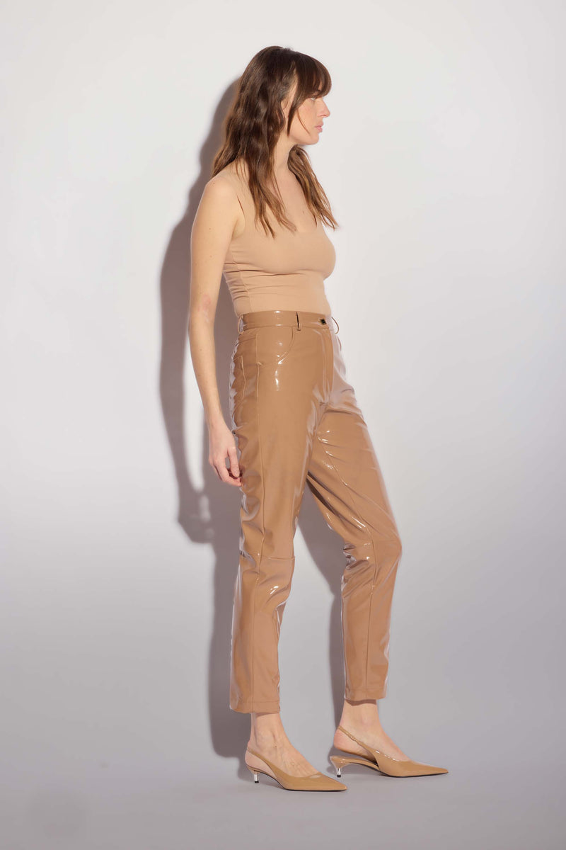 Straight leg trousers in shiny fabric - Trousers MARYSOL