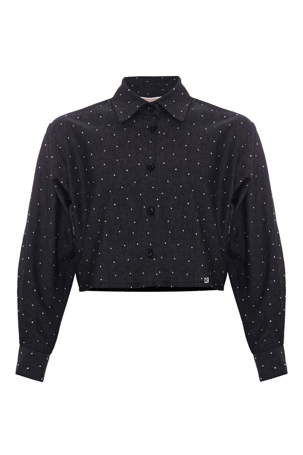 Girls' short black shirt - Blouse NATASHA