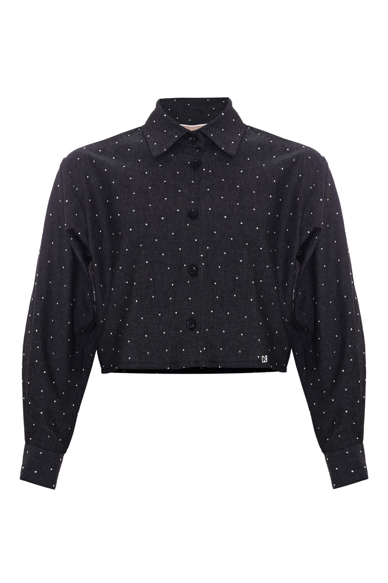 Girls' short black shirt - Blouse NATASHA