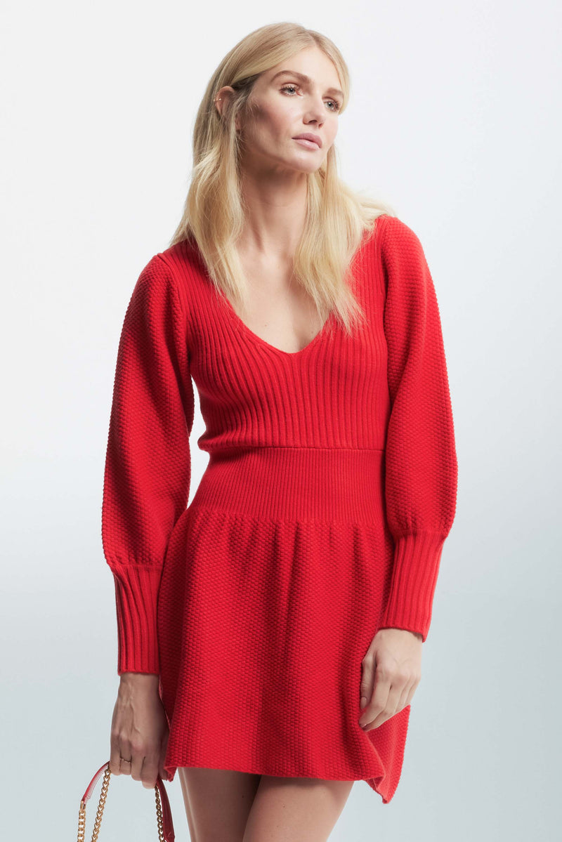 Knitted dress with a plunging neckline - Dress In Sweater JAKE