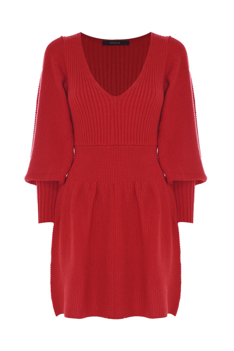 Knitted dress with a plunging neckline - Dress In Sweater JAKE