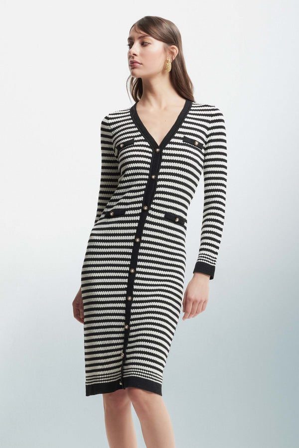 Knitted dress with a striped pattern - Dress In Sweater MIANNA