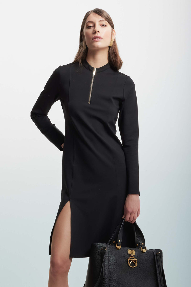 Dress with a slit and metal zip - Dress EGID