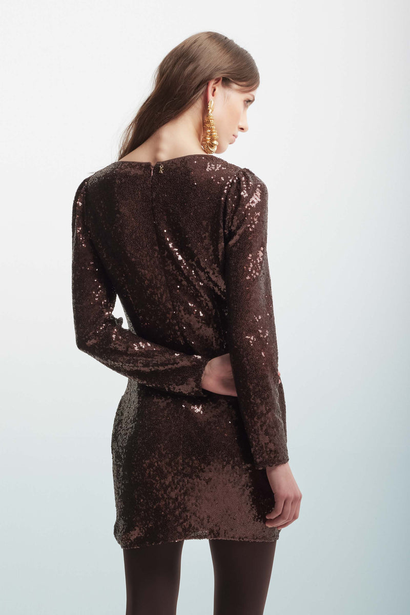 Sequinned mini dress with draped details - Dress ESTELLA