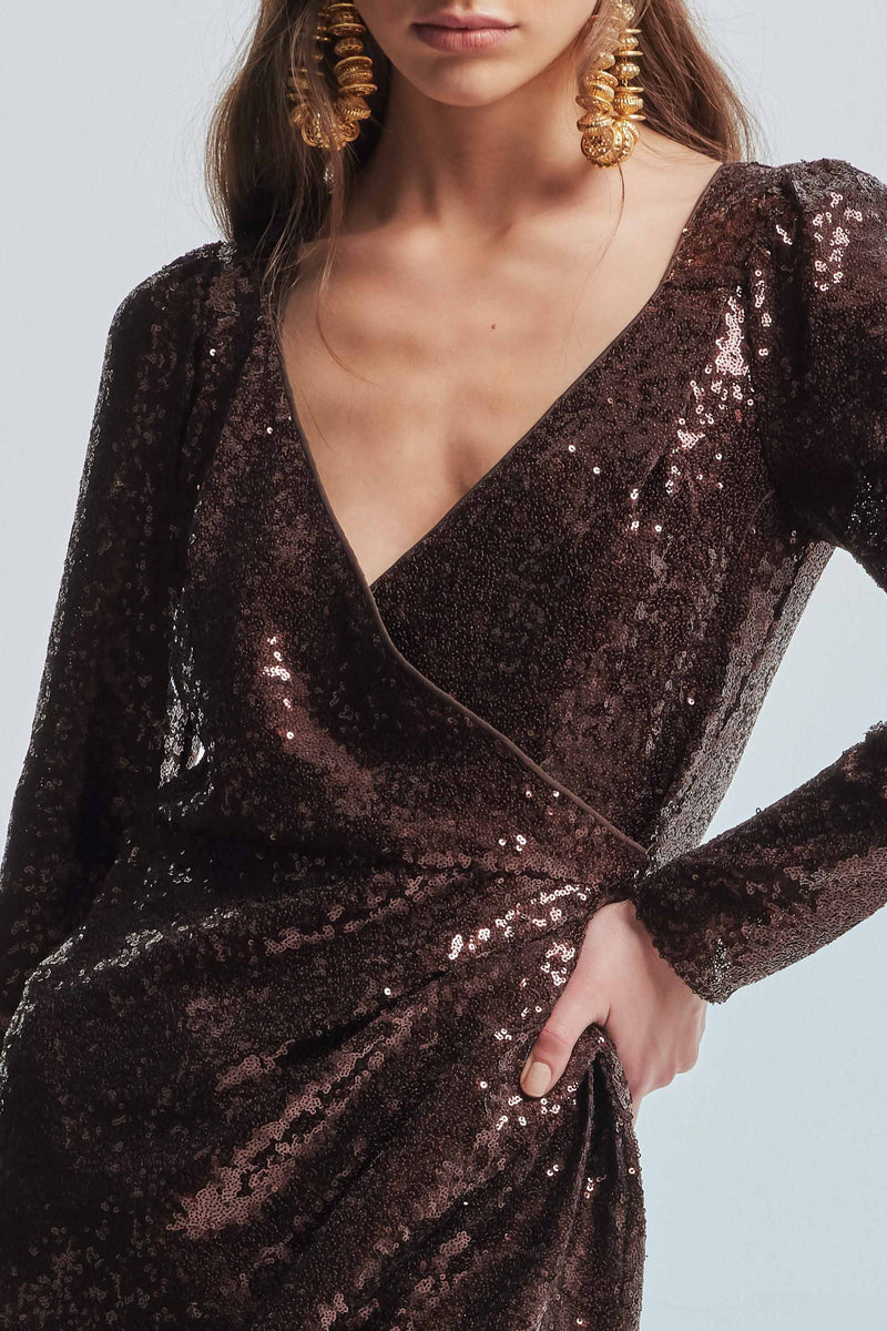 Sequinned mini dress with draped details - Dress ESTELLA