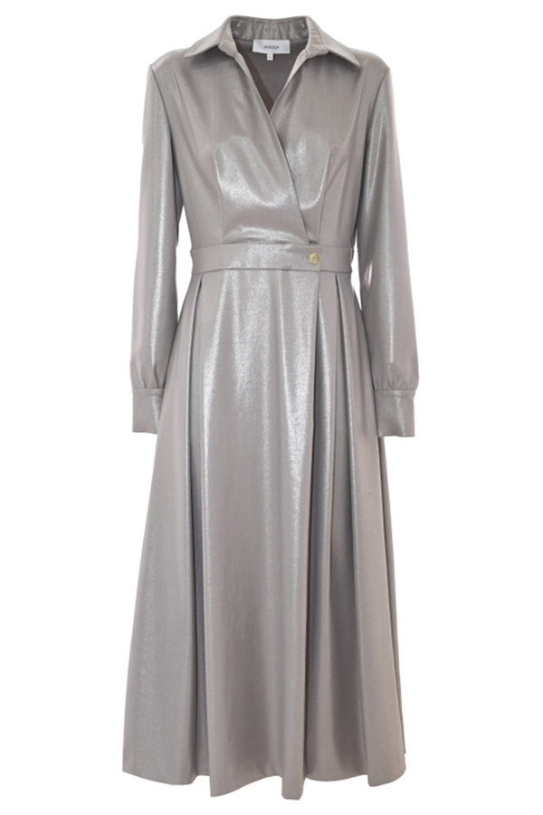 Elegant dress in shiny fabric with pleats - Dress ANNE