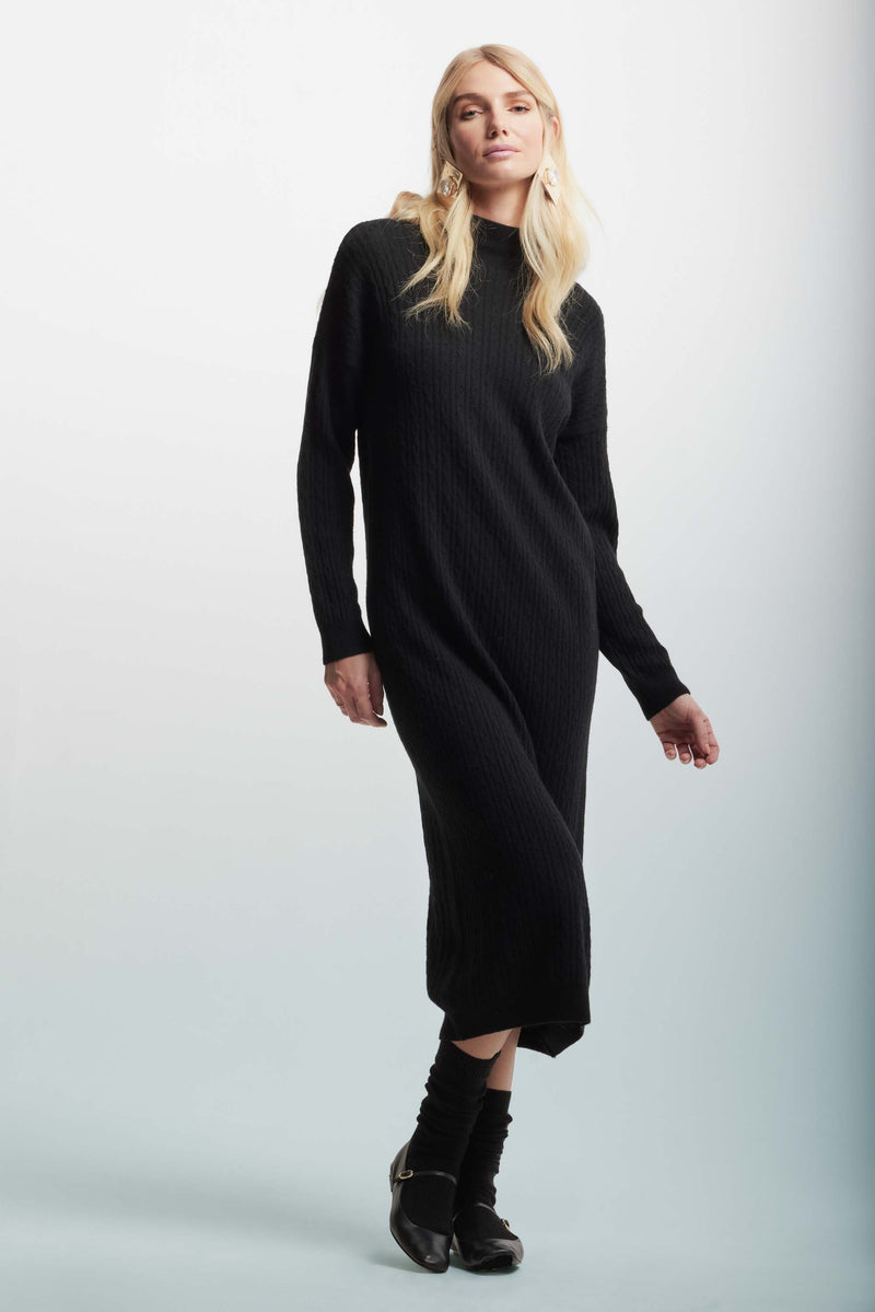 Long knitted polo neck dress - Dress In Sweater ANETTE