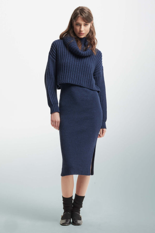 Knitted dress with a hood - Dress In Sweater ARIAN