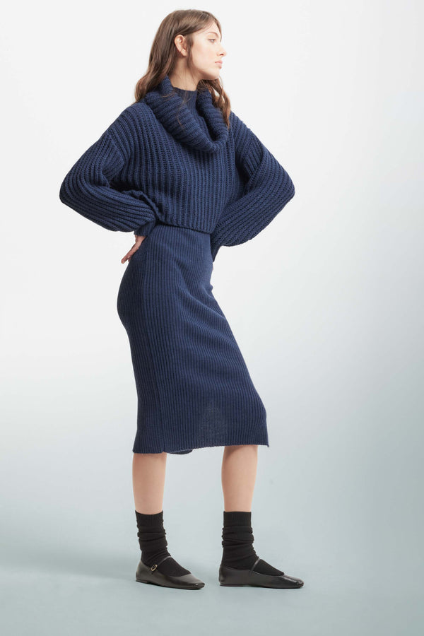 Knitted dress with a hood - Dress In Sweater ARIAN