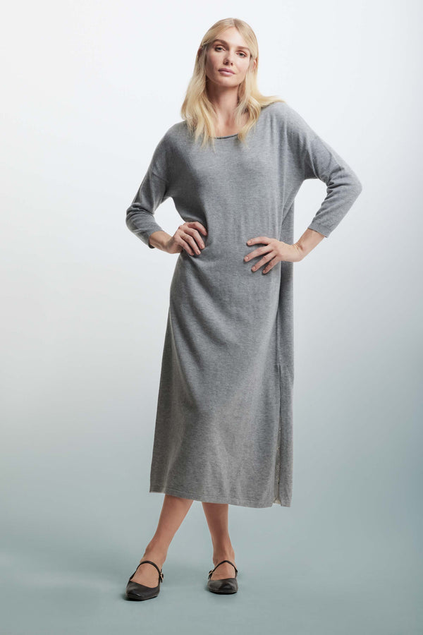 Long knitted dress with an insert - Dress In Sweater CATALINA