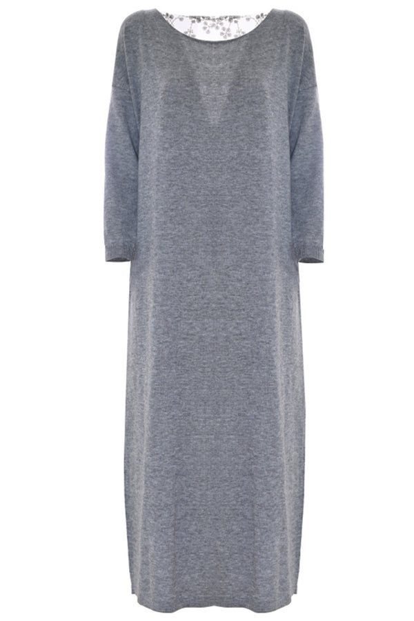 Long knitted dress with an insert - Dress In Sweater CATALINA