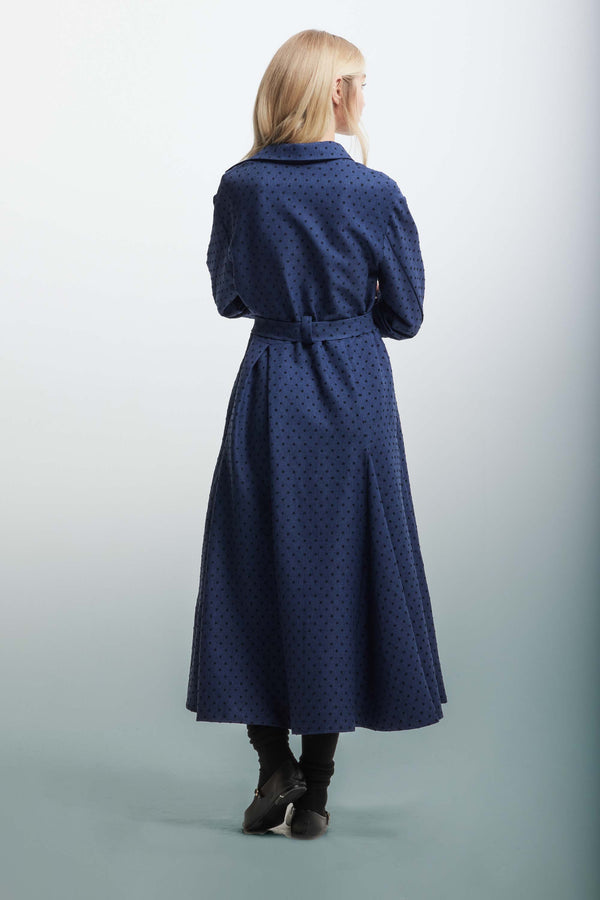 Polka dot dress with a matching belt - Dress FLORIS