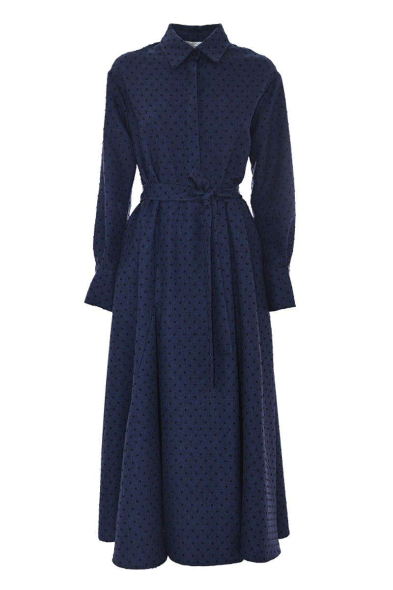 Polka dot dress with a matching belt - Dress FLORIS