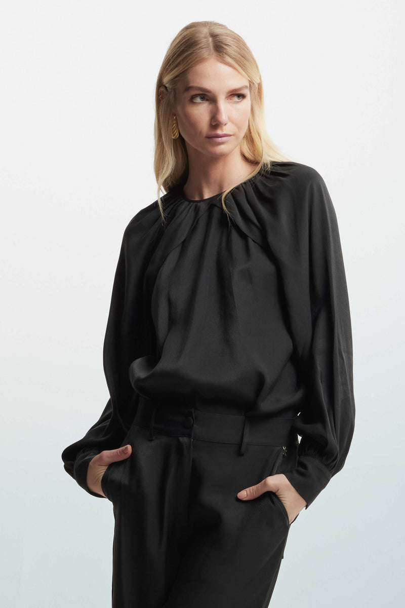 Elegant blouse with draped sleeves - Blouse AIHARA