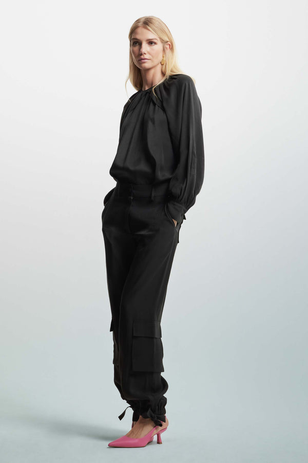 Elegant blouse with draped sleeves - Blouse AIHARA