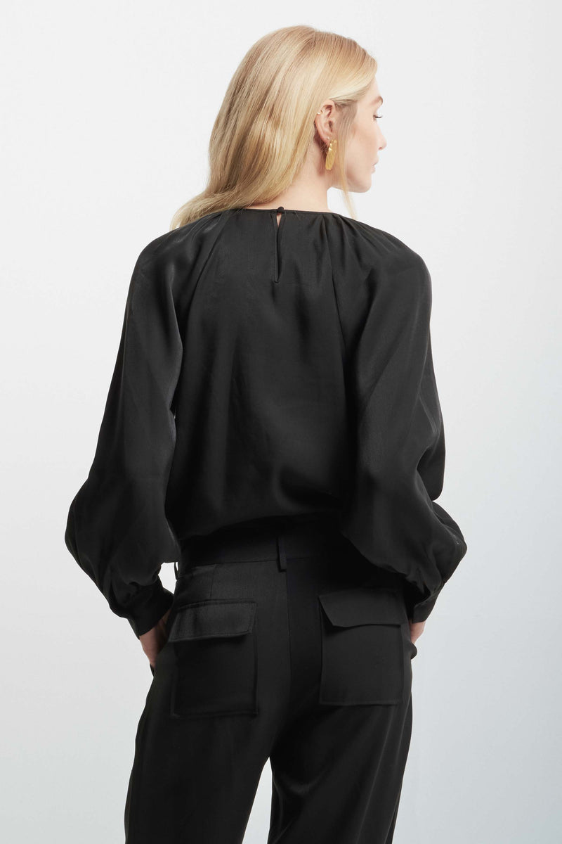 Elegant blouse with draped sleeves - Blouse AIHARA