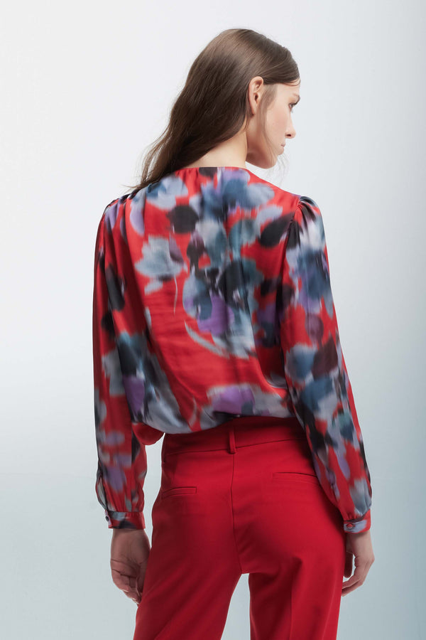 Floral blouse with long sleeves - Blouse MELANY