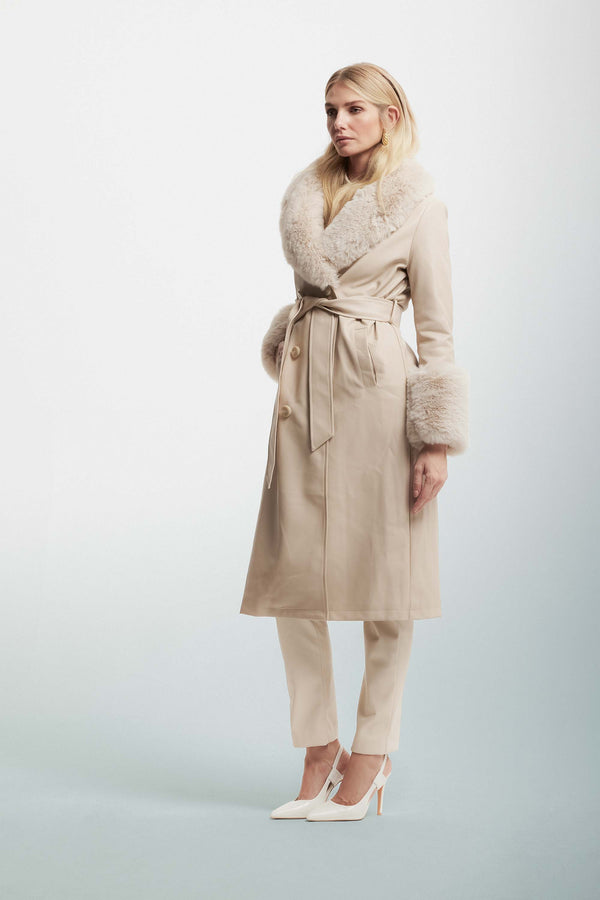 Double-breasted coat with pockets and matching belt - Coat JOSELINA