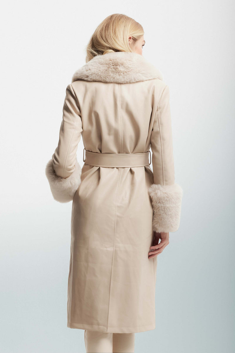 Double-breasted coat with pockets and matching belt - Coat JOSELINA