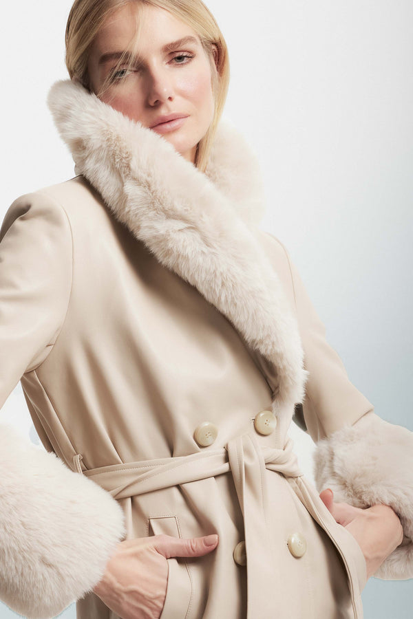 Double-breasted coat with pockets and matching belt - Coat JOSELINA