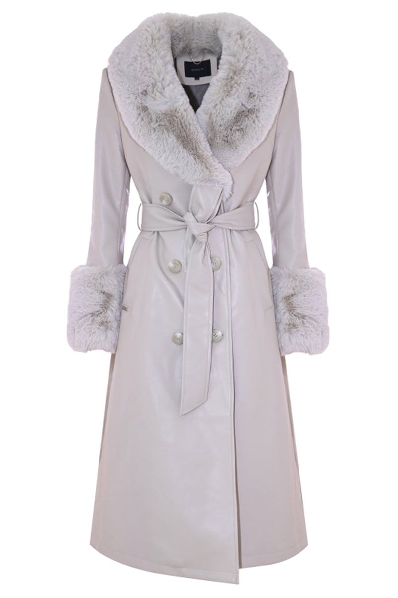 Double-breasted coat with pockets and matching belt - Coat JOSELINA