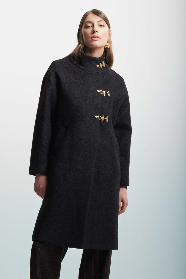 High neck coat with metal fastenings - Coat TROPEZ