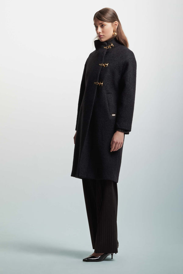 High neck coat with metal fastenings - Coat TROPEZ