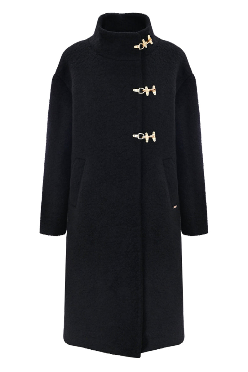 High neck coat with metal fastenings - Coat TROPEZ