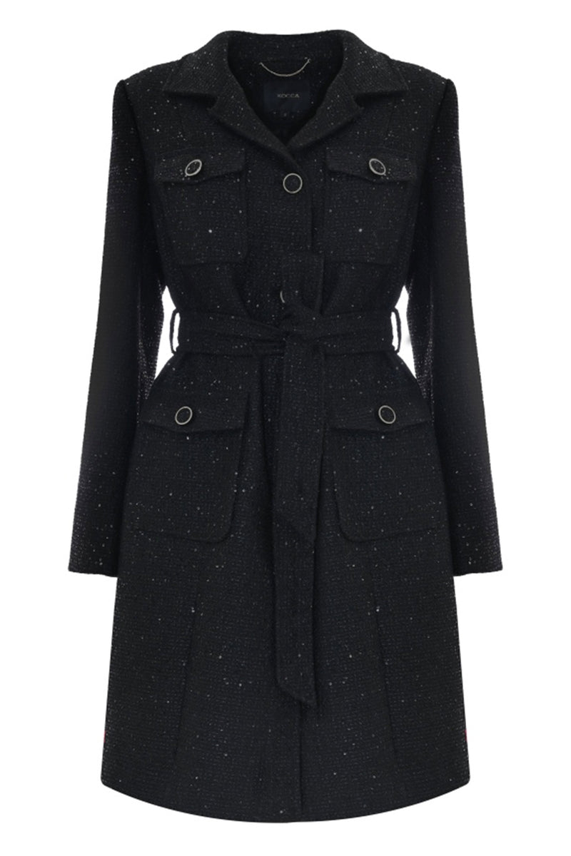 Coat with pockets and a matching belt - Coat SUSANNE