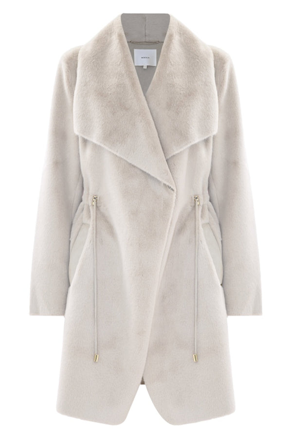 Sheepskin coat with a button and drawstring - Coat THESI