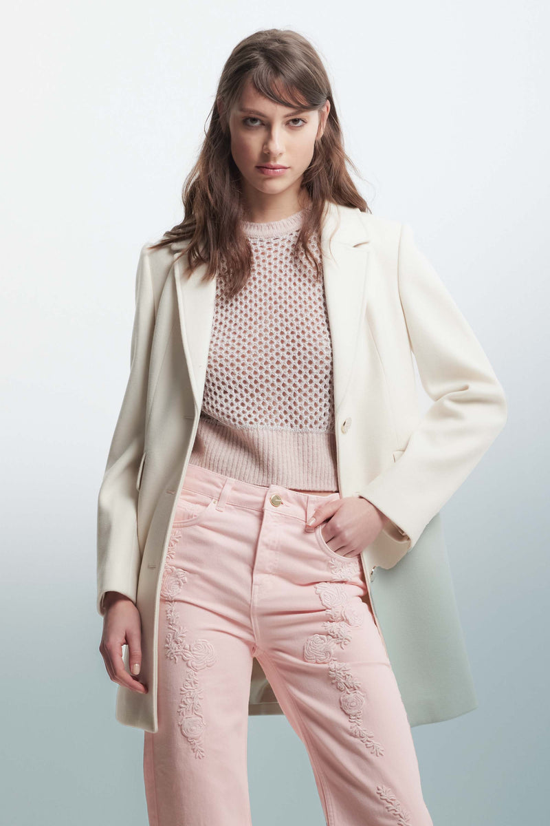 Women's coat with a lapel collar - Coat ANTEO