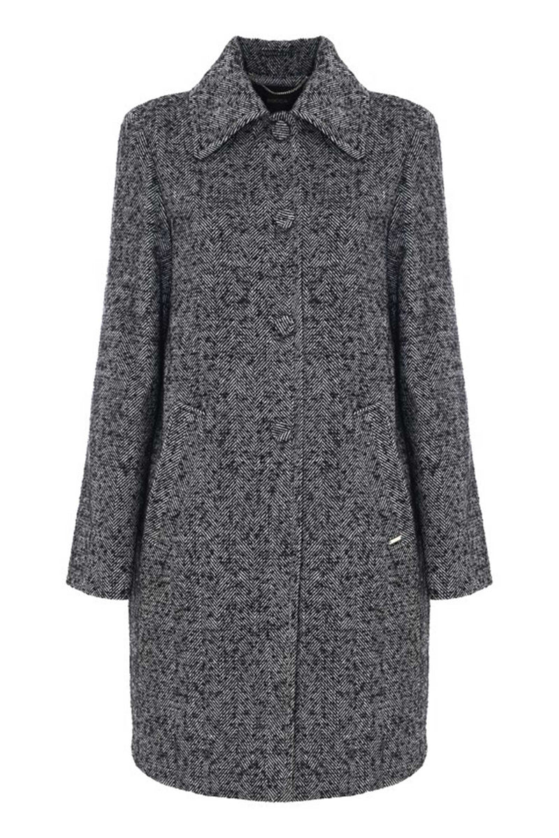 Herringbone coat with covered buttons - Coat TIANA