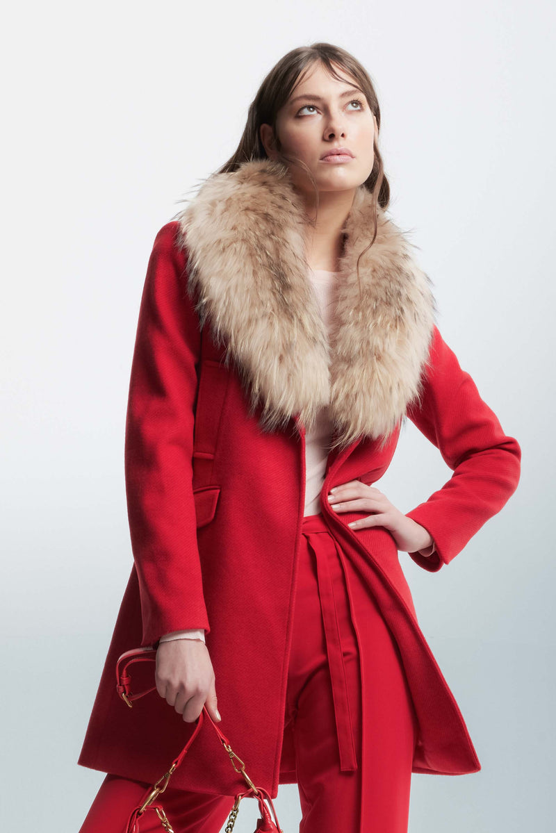 Coat with a soft fur collar - Coat JOLENYFUR