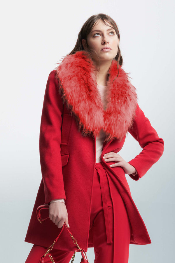 Coat with a soft fur collar - Coat JOLENYFUR