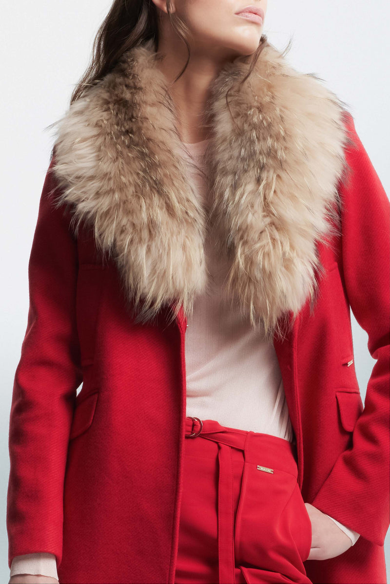 Coat with a soft fur collar - Coat JOLENYFUR