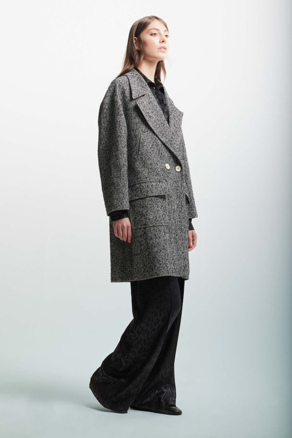 Herringbone coat with a lapel collar - Coat MALIKA