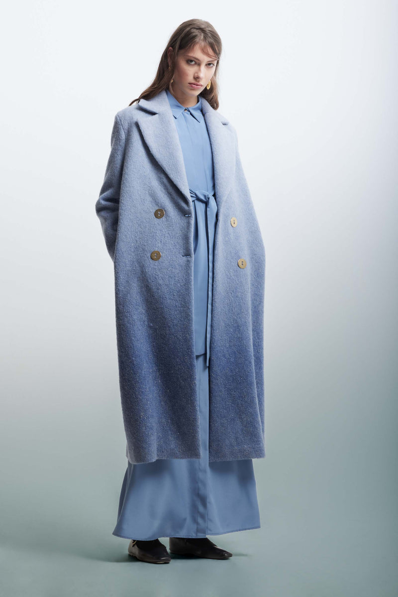 Double-breasted coat with a gradient design - Coat DELBA