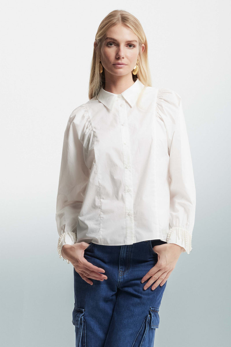 Camicia con spalle arricciate e polsini decorati - Camicia OTTAVIAN