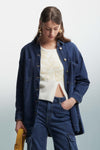 Long denim-effect shirt with shiny buttons - Shirt ORIONE