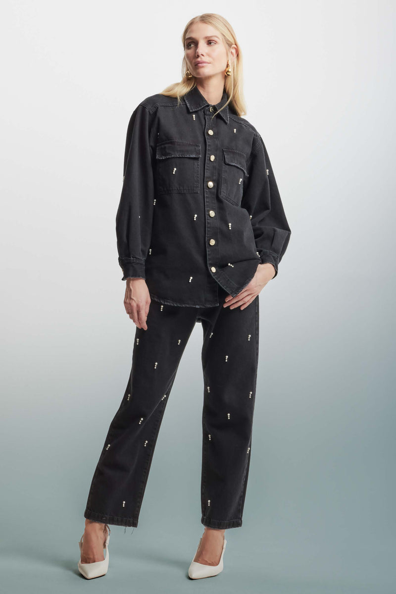 Denim shirt with contrasting embroidery - Shirt Denim Con Ricamo KIARA